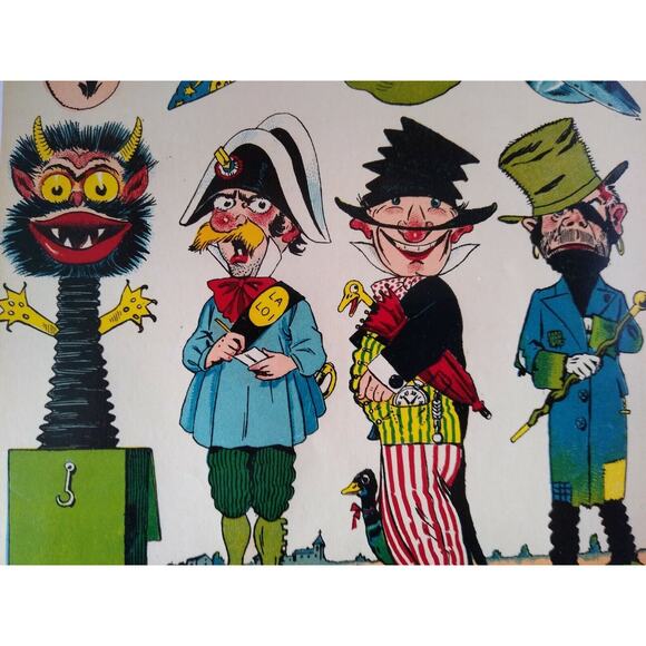 Vintage Print Original Game Cube Artwork France 8 Different Wizard Creature 1920 - Picture 10 of 12